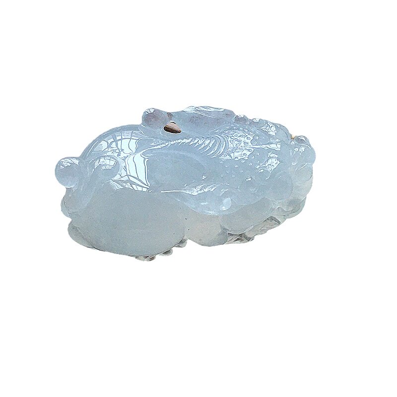 缅甸翡翠冰种纯净精雕貔貅吊坠老