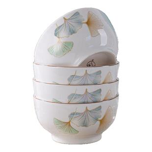 新款银杏叶釉下彩陶瓷餐具饭碗ing年轻人吃米喝汤饭碗家用吃饭