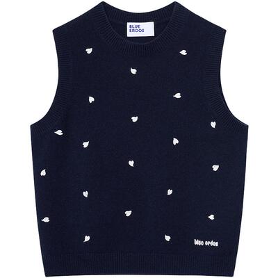 【明星同款】BLUE ERDOS26早春新心愿针织羊毛羊绒混纺刺绣背心女
