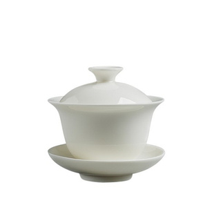 热卖潮汕工夫茶纯色盖杯单盖子配件白瓷骨瓷公道杯三才茶碗茶具