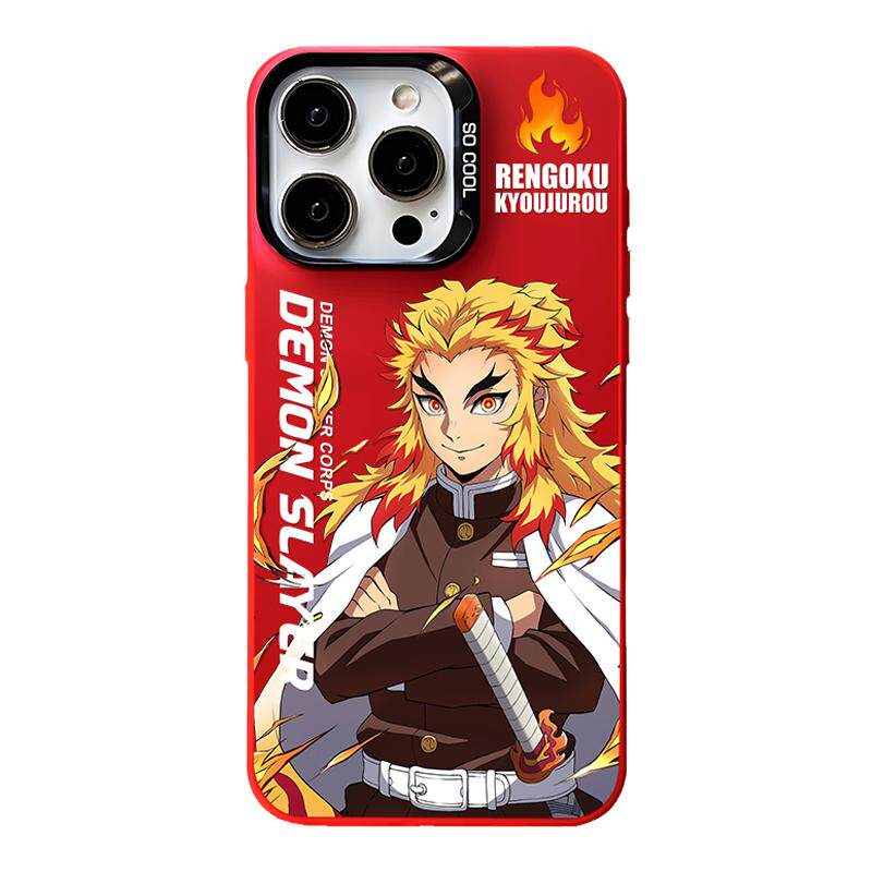 鬼灭之刃炎柱  炼狱杏寿郎适用于苹果15promax手机壳iPhone14个性13/12/11镭射壳XR彩银x防摔潮牌银