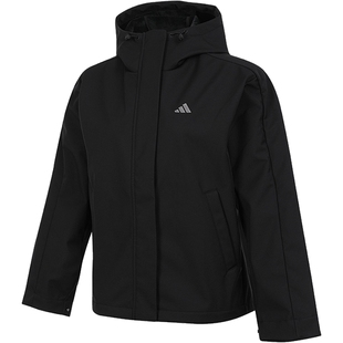 adidas阿迪达斯女子运动休闲宽松连帽软壳衣夹克外套锐力KS2782