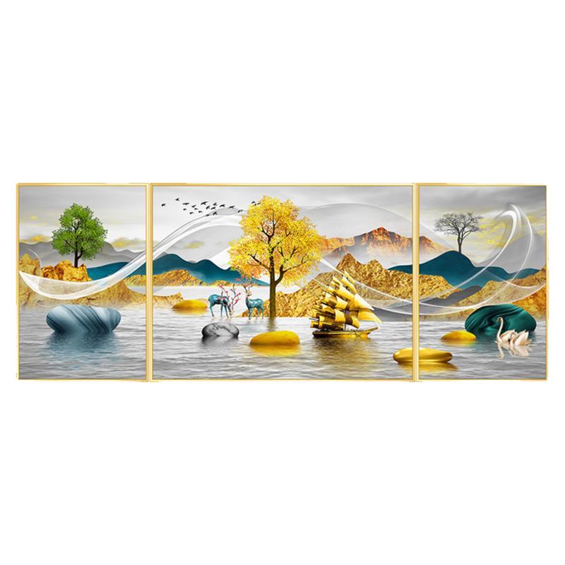 客厅装饰画沙发背景墙三联画轻奢