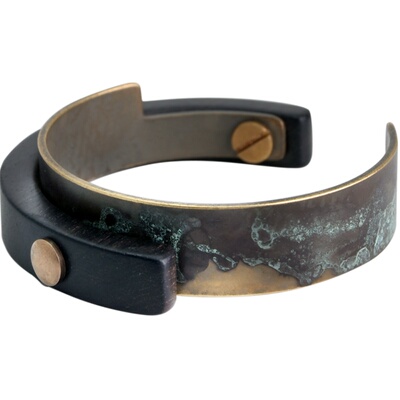 曲尾花原创设计黑檀木情侣手镯