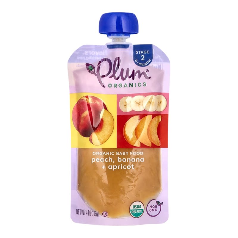 Plum Organics 适合2段有机婴儿辅食桃香蕉杏果泥113克营养天然版