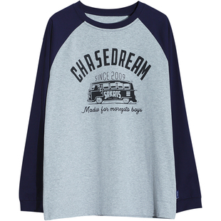 胖男童长袖T恤春秋款宽松加肥青少年初中生胖男孩秋季打底衫潮衣