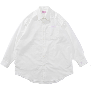 【折扣】Unlimited Mote 复古泡泡纱长款衬衣百搭刺绣白衬衫