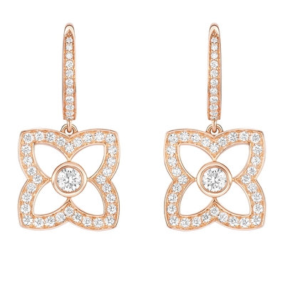 [礼物]戴比尔斯 Enchanted Lotus Bloom Sleeper玫瑰金钻石耳环