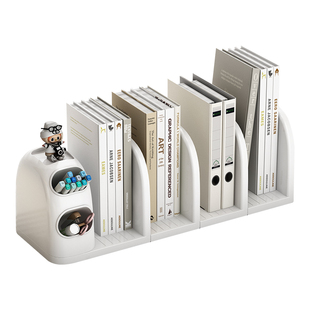 书立带笔筒书架家用一体式办公室桌面塑料书本收纳架分隔板高颜值挡板书架简约桌上学生专用学习创意放书神器