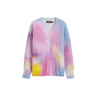 【保暖羊毛混纺】Desigual蓝天花卉雏菊印花女士毛衣