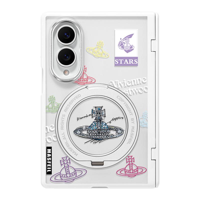 MASFEIL× 潮牌土星适用三星GalaxyZFold8Wide手机壳磁吸带支架小折叠屏阔Zfold8透明全包保护套防摔新款高级