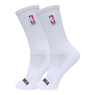 NBA休闲运动袜子高筒男士网眼透气吸汗抗菌棉袜白色美式长袜2双