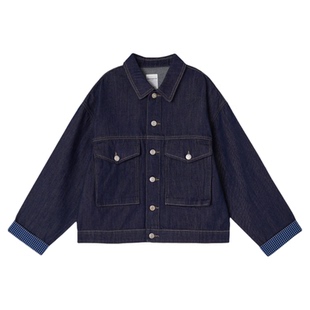 【撞色袖牛仔外套】棉叔叔女童春新品小翻领不易落色牛仔外套男童