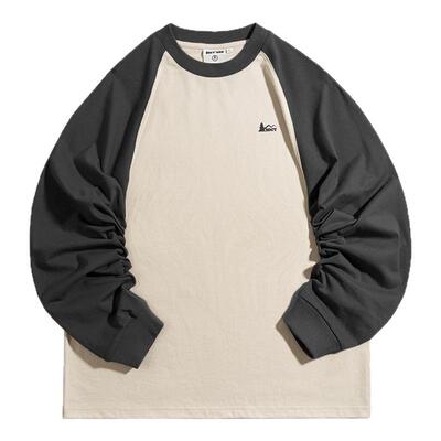 BDCT日系复古山系印花拼色长袖T