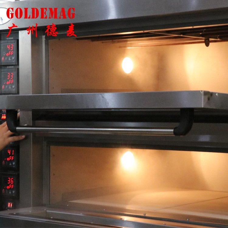 厂家销售两层四盘全不锈钢双层数显温控披萨电烤箱加蒸汽加石板