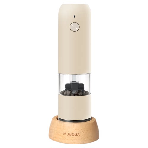modoga电动胡椒研磨器海盐亚麻调料瓶黑胡椒厨房家用不锈钢研磨瓶