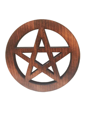 实木木制五芒星摆件雕刻镂空仪式装饰土元素自然质感杯垫水晶摆件