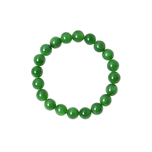 天然俄罗斯碧玉冰底辣绿色圆珠款手链男女款玉石老料冰绿手串饰品
