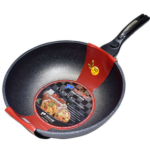 正品韩国不粘锅麦饭石炒锅无烟电磁炉燃气通用平底炒菜锅煎锅家用