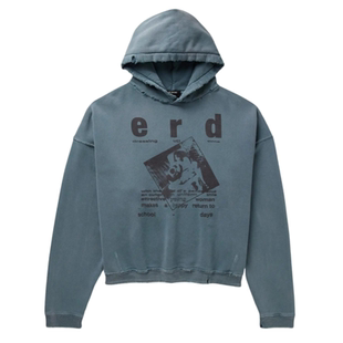 ERD忧郁的富二代重磅破坏水洗做旧连帽衫高街VIBE风美式休闲卫衣