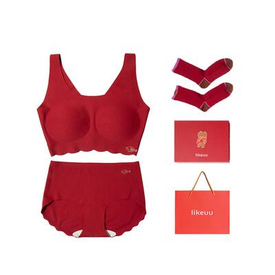 likeuu儿童本命年红色内衣套装