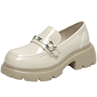 大东厚底乐福鞋女2026新款春季英伦风一脚蹬漆皮单鞋百搭jk小皮鞋