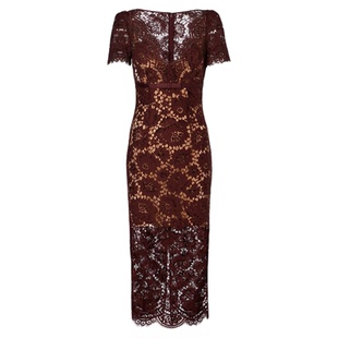 秋季流行穿搭风格气质收腰镂空蕾丝长款连衣裙法式优雅女人味礼服