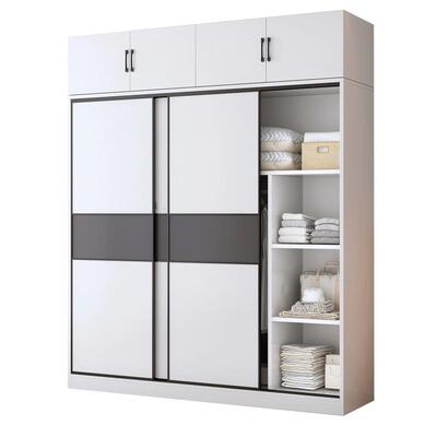 衣柜家用卧室实木生态板推拉门出租房用新款儿童衣橱简易收纳柜子