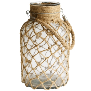 掬涵美式乡村玻璃风灯烛台庭院花园装饰灯灯笼灯饰手工麻编