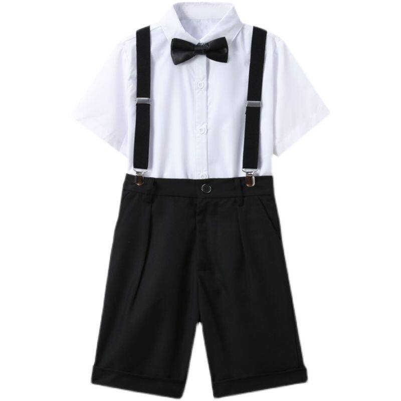 儿童西装套装男童礼服幼儿园毕业背带裤合唱演出服花童夏秋季时尚
