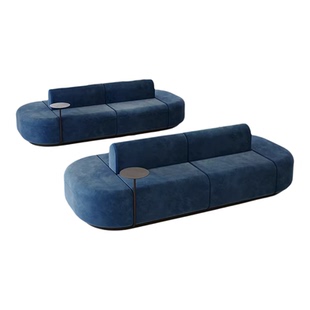 服装店弧形双面沙发商用办公美容院接待区休息区异形布艺沙发组合