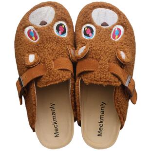 Meckmanly侃爷辍学熊软木拖鞋包头休闲潮流半拖懒人套脚勃肯鞋