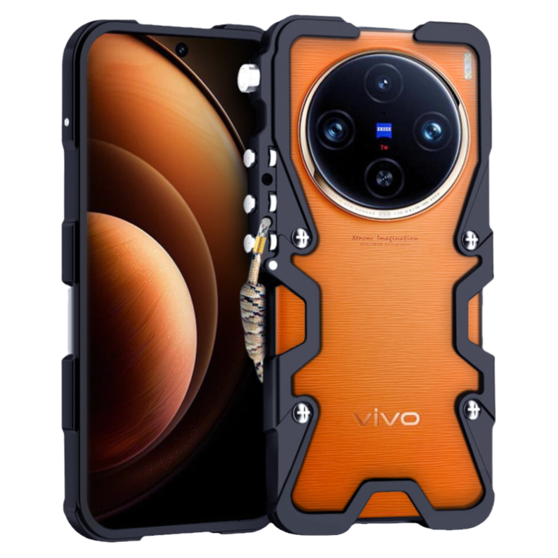 适用于Vivo X200pro手机壳机械手臂x200s金属边框x100ultra保护套x90s透气散热x80pro全包边x100spro铁框防摔