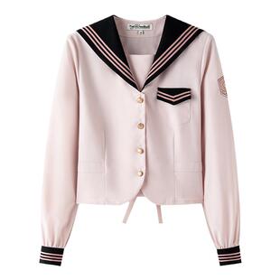 日系学院风jk制服套装收腰水手服长袖显瘦粉色校供上衣东京岁时记