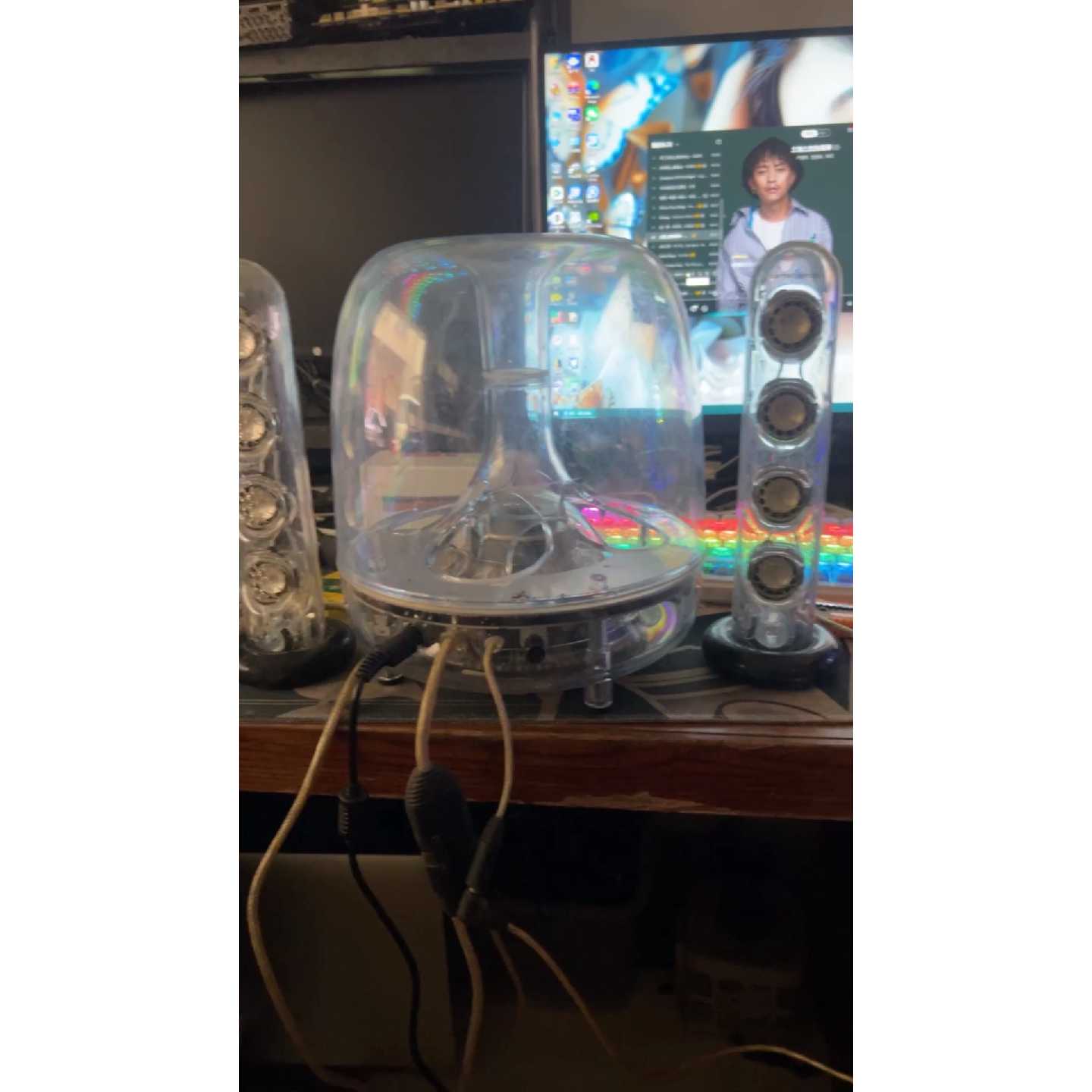 【议价-可维修】哈曼卡顿水晶音箱 SoundSticks III，透明玻璃外