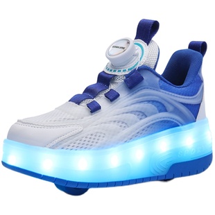 暴走鞋四轮女童轮滑鞋男童轮子鞋自动收缩隐形刹车儿童溜冰滑轮鞋