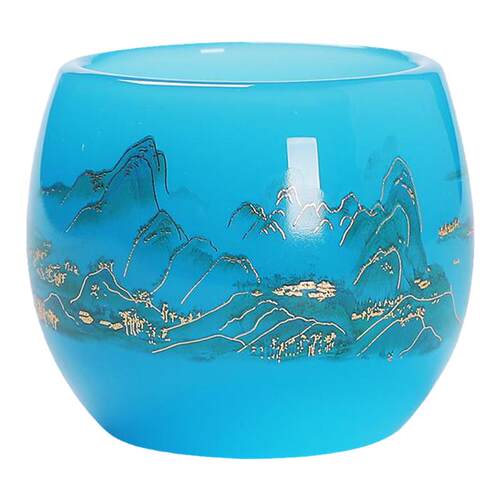 琉璃千里江山茶杯主人杯单杯男女雕刻玉石琉璃客杯单杯主人杯