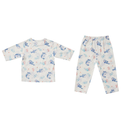 可优比儿童家居服套装宝宝睡衣竹棉夏季空调服新款透气外出服春夏