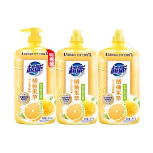 超能洗洁精橘柚果萃1.45kg*3除腥去重油护手无残留可洗奶瓶果蔬