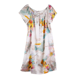 2025新款正品丝绸100%桑蚕丝真丝睡裙女夏季短袖家居大码高级睡衣