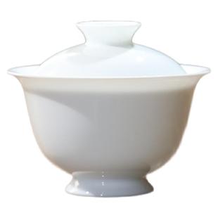 翰文堂高足大元宝泡茶盖碗景德镇手工薄胎高档白瓷茶碗茶杯大容量