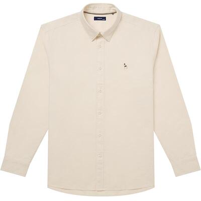 【牛津纺衬衫】Hazzys哈吉斯秋季通勤棉质衬衣净色男士长袖上衣