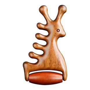 金丝檀小鹿四合一按摩梳多功能头皮经络头部刮痧头疗面部按摩梳子