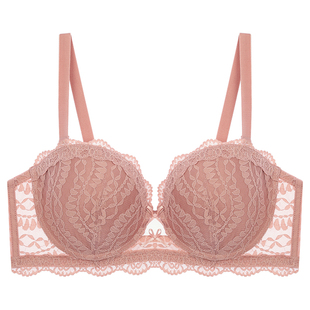 EMMAROSE薄款聚拢收副乳防下垂文胸胖mm大胸显小大码内衣蕾丝胸罩