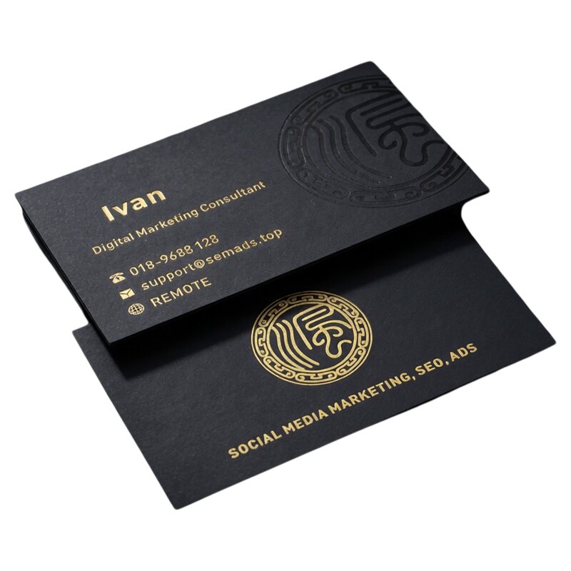 高端定制黑色名片定制印刷制做加急高档商务公司加厚特种纸黑卡businesses card双面凹凸压印烫金订制做包邮