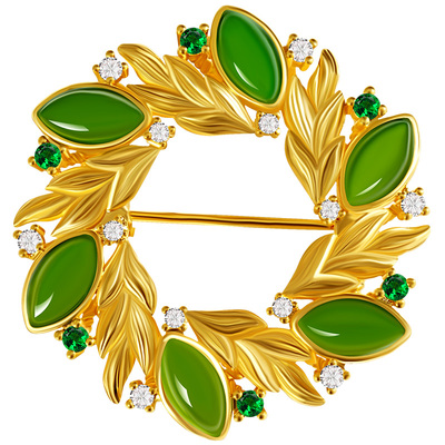 宫里上新穗穗丰登天然碧玉胸针