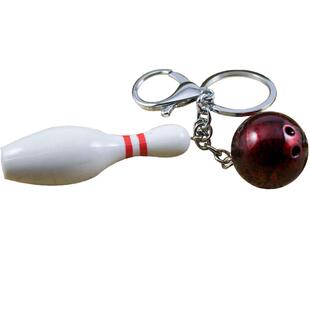 迷你保龄球钥匙链小挂件(球和球瓶)创意地滚球模型饰品挂饰礼物