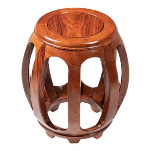 红木鼓凳仿古中式实木圆凳花梨鼓墩酸枝木坐墩古筝凳客厅茶几矮凳