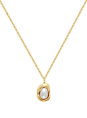 LADYB天然珍珠豌豆镀金吊坠简约