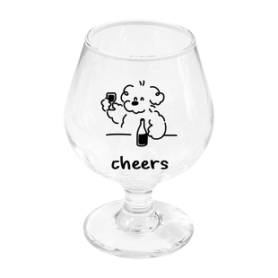 TOTHEMOON原创韩式可爱小狗ins风玻璃高脚杯甜品杯酒杯果汁杯水杯